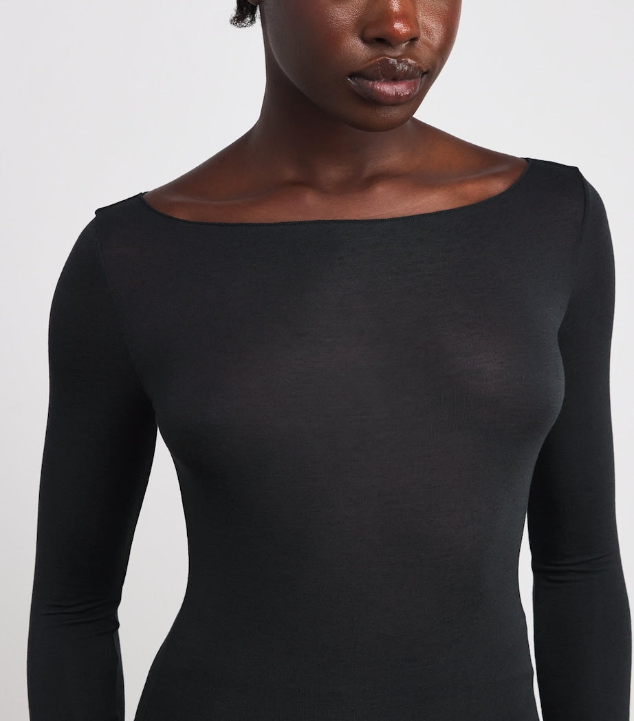 Sheer Modal Boat-Neck T-Shirt ONYX