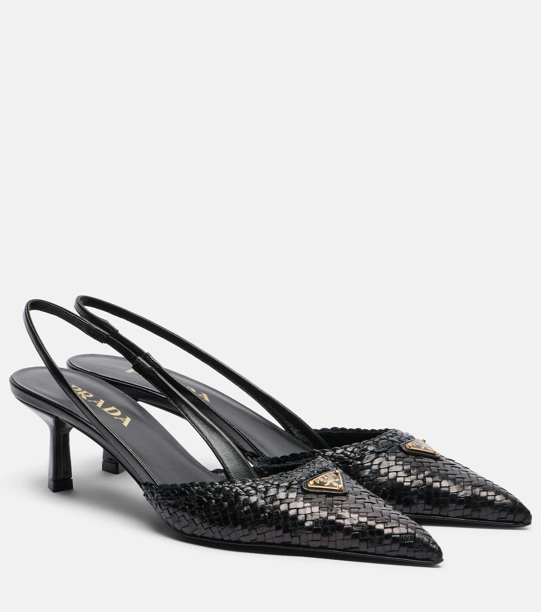 Prada - Woven leather slingback pumps