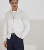 Brunello Cucinelli White Cashmere Zip-Up Cardigan