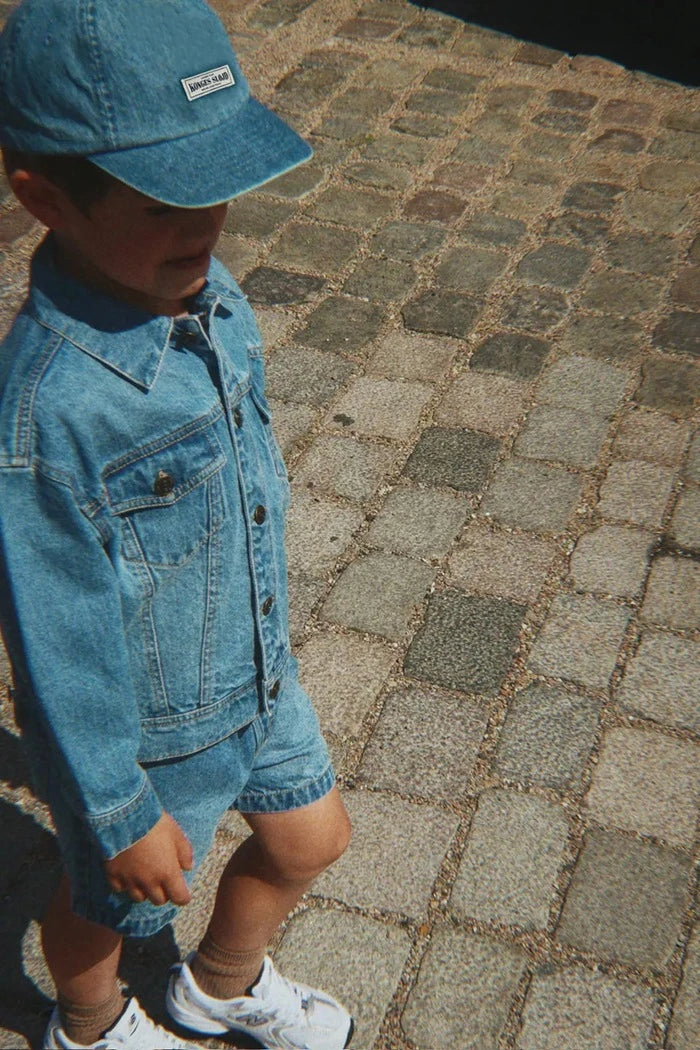 Konges Sløjd denim çocuk siperlikli şapka MAGOT CAP GOTS