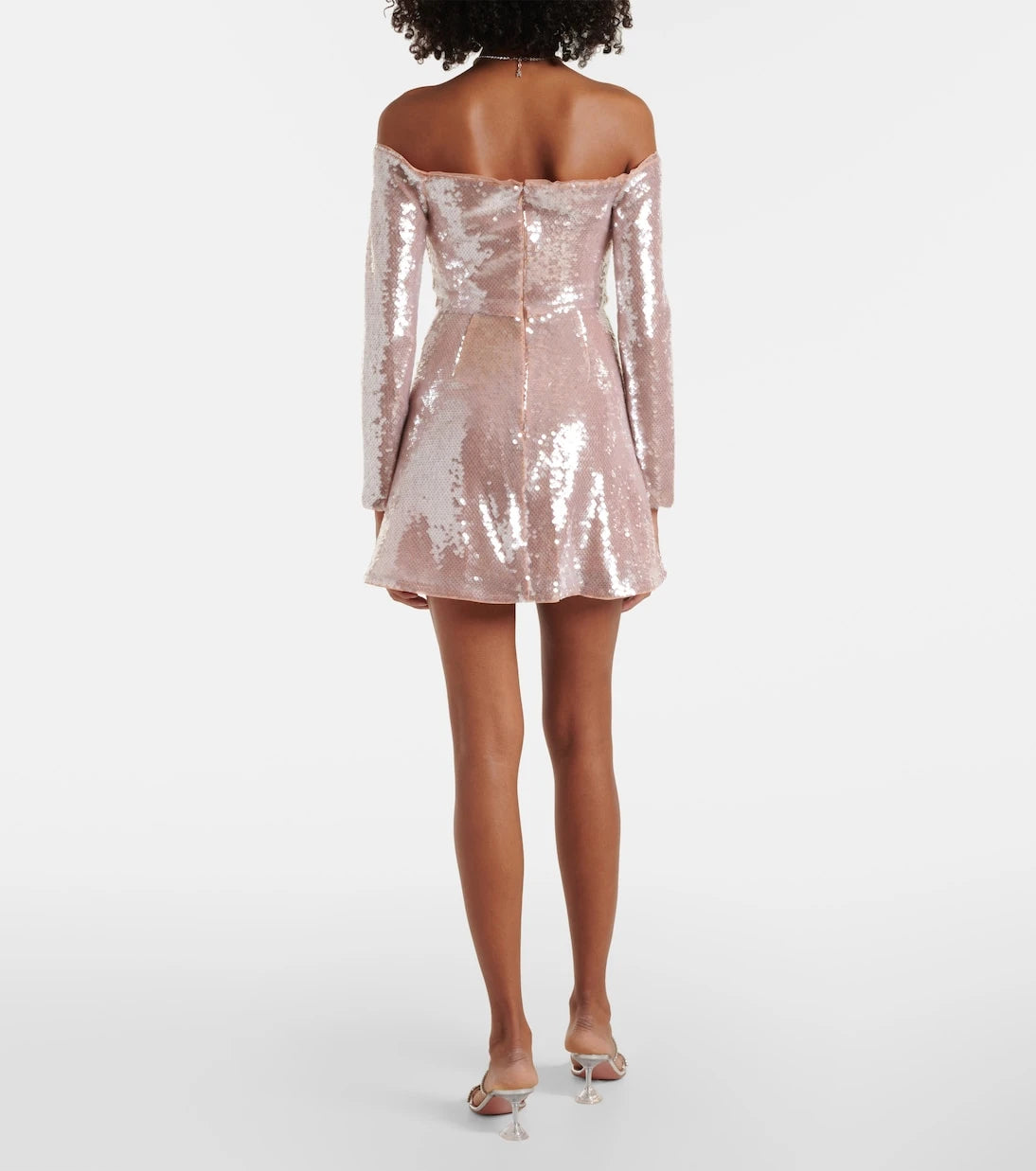 Self-Portrait - Sequined off-shoulder minidress