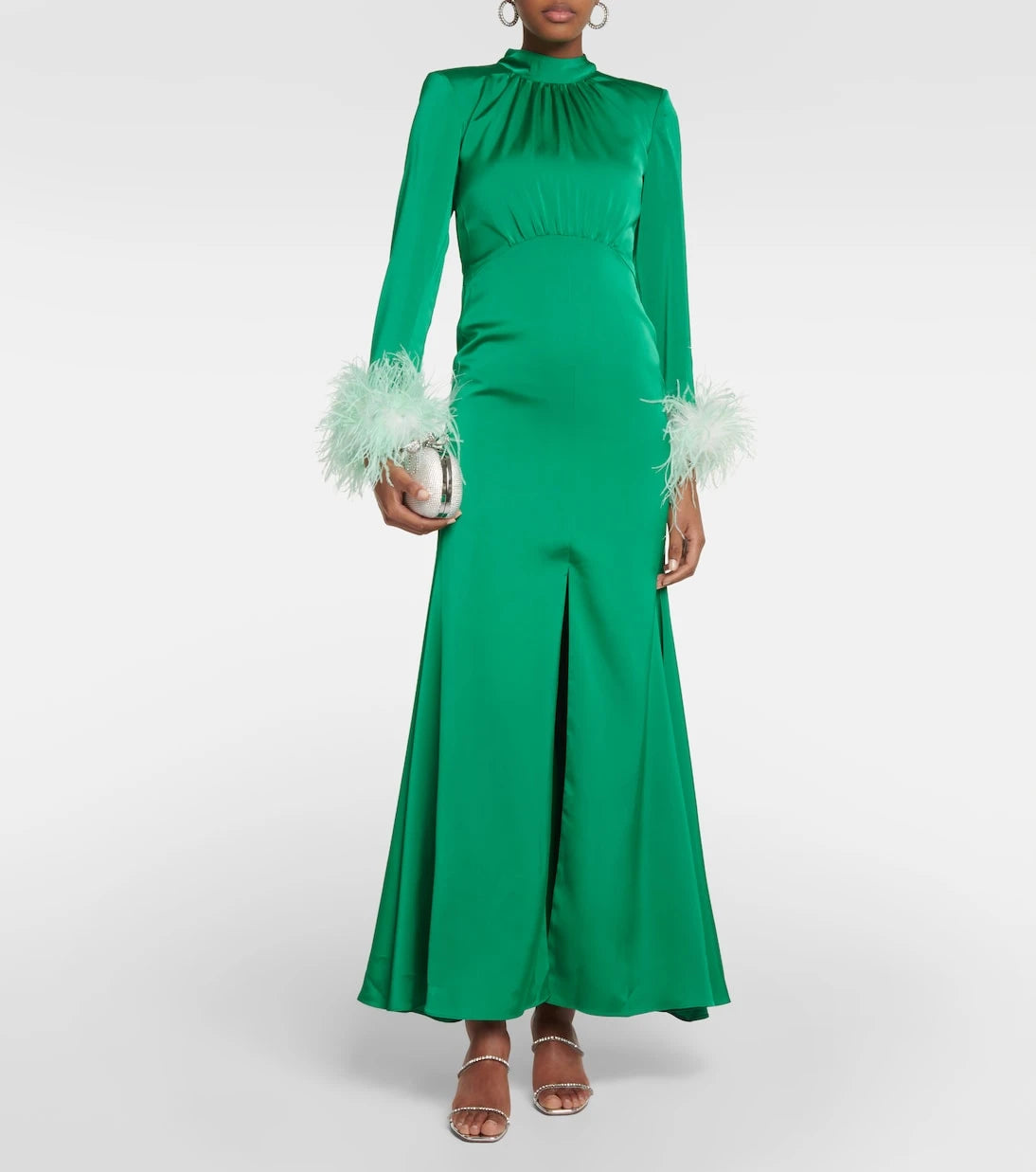 Self-Portrait - Feather-trimmed satin gown