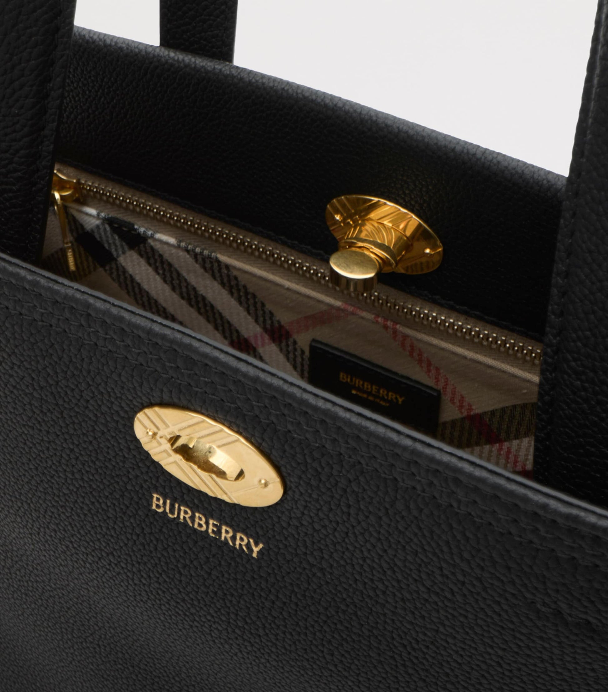 Burberry Black Small Calfskin Cotswolds Tote Bag