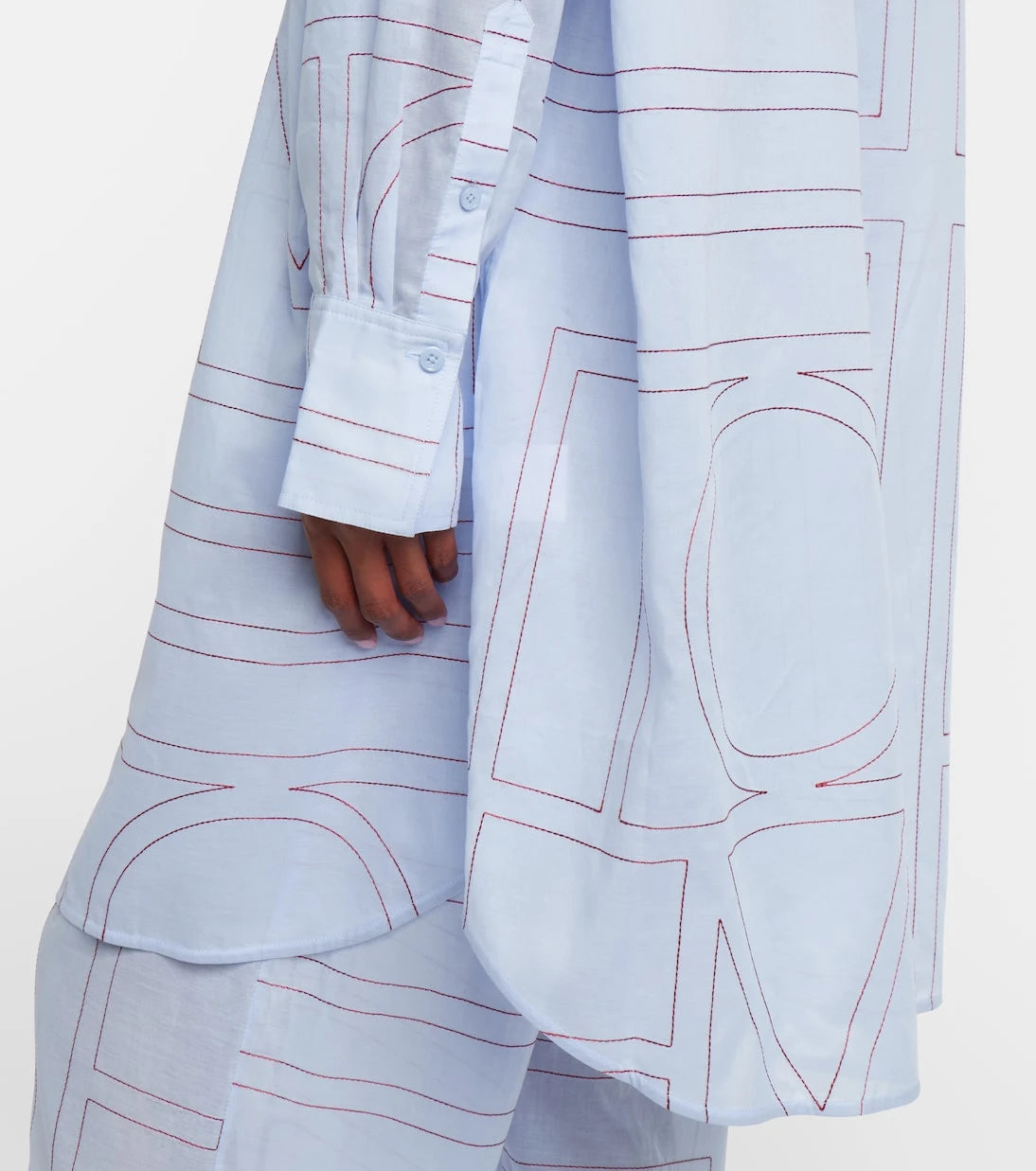 Toteme - Embroidered cotton-blend poplin shirt