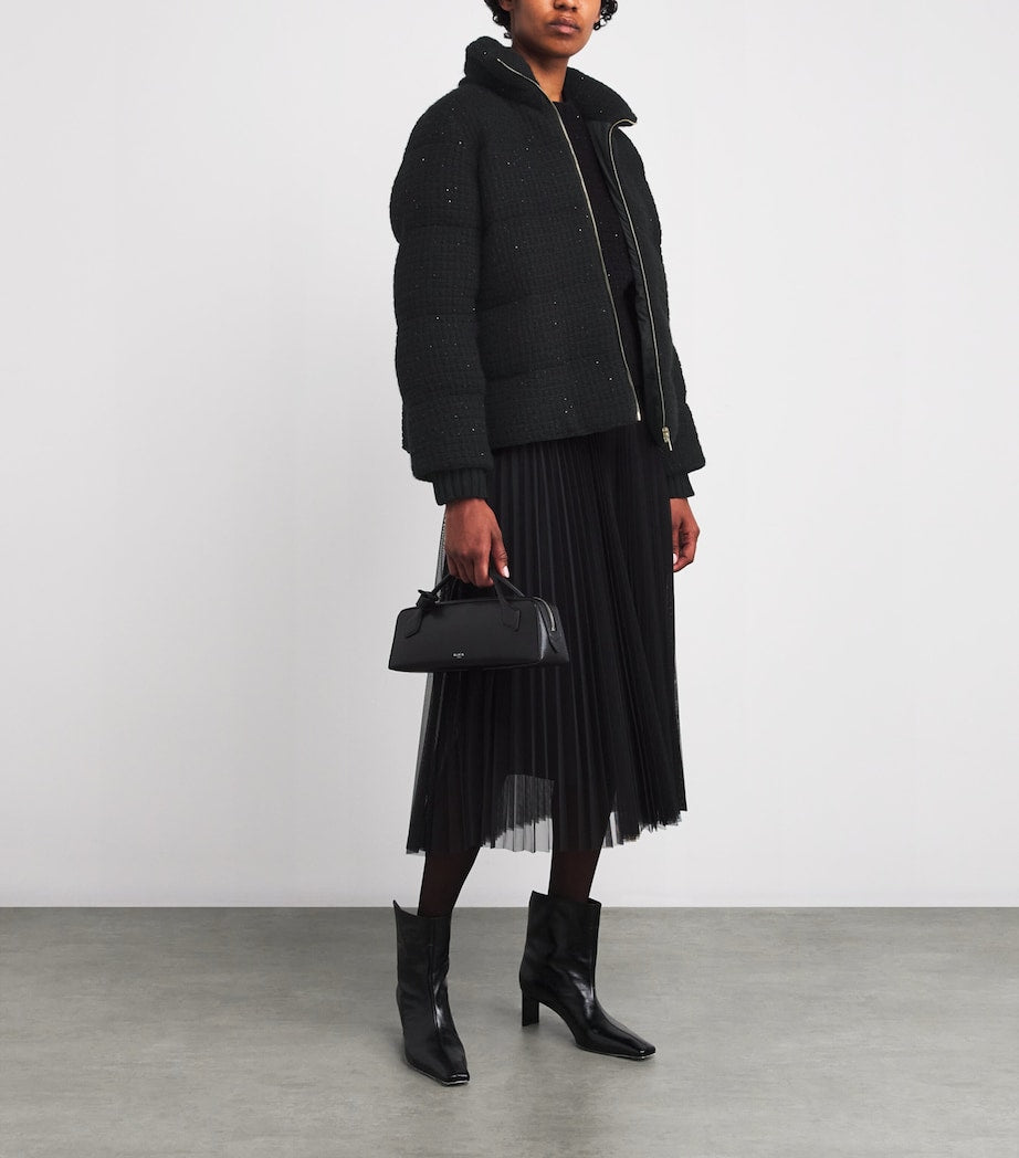 Wool-Silk-Cashmere-Blend Sequinned Jacket 825 NERO