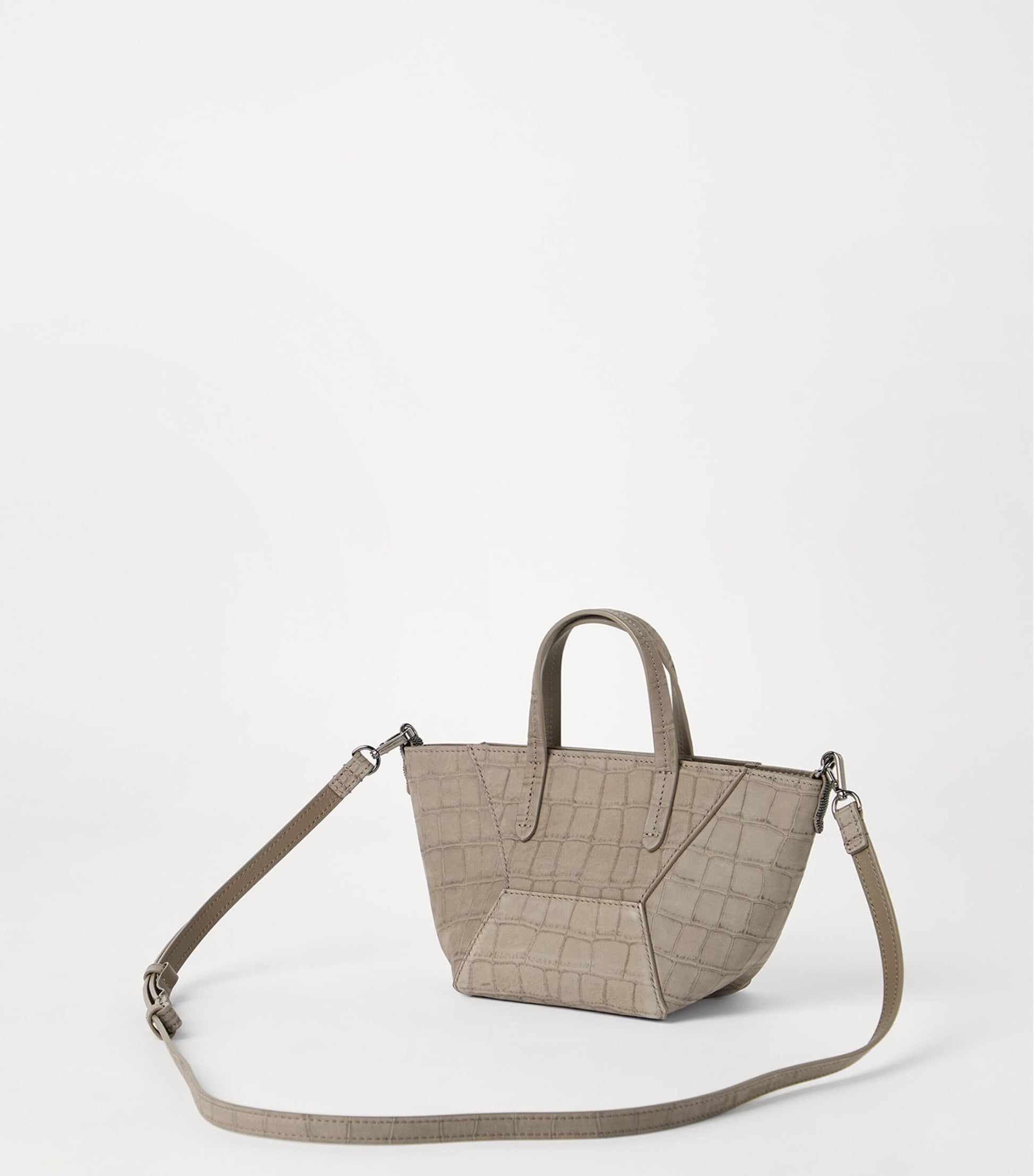 Croc-Embossed Leather Duo Mini Bag