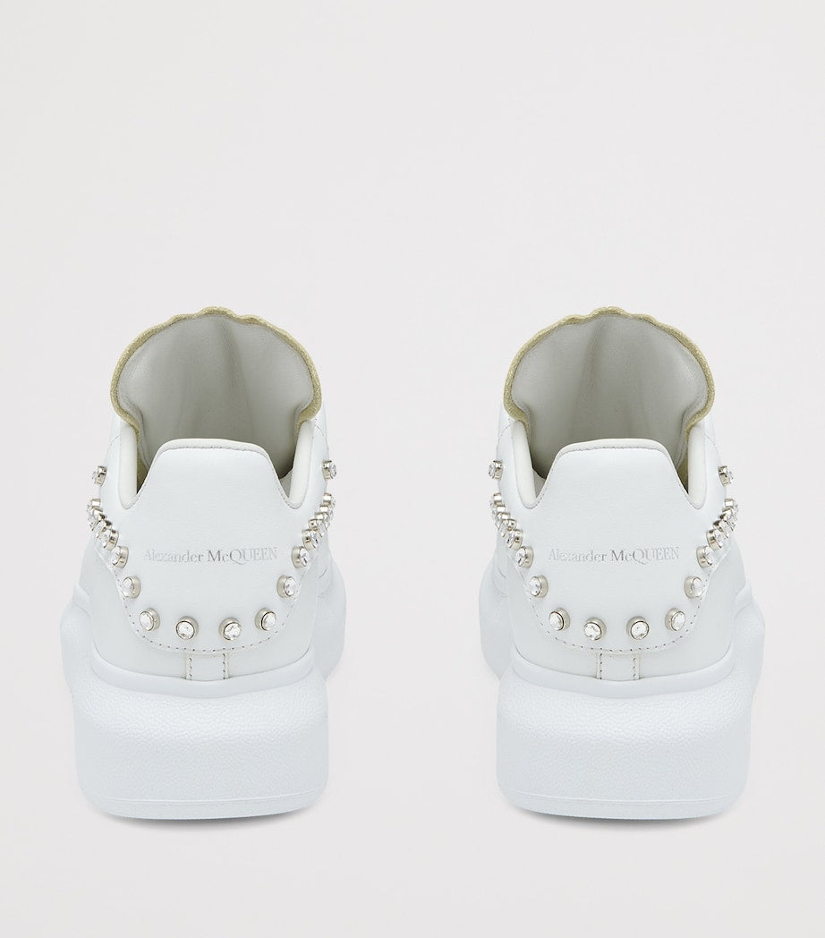 McQueen White Leather Studded Sprint Runner Sneakers