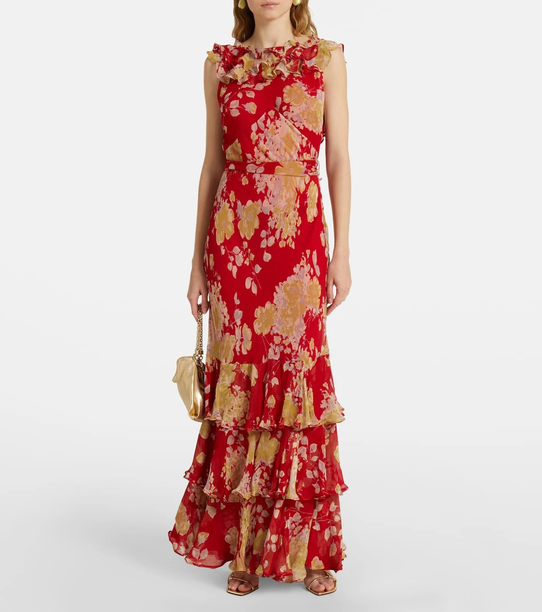 Rixo - Rio floral ruffled gown