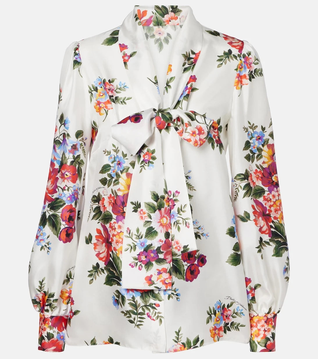 Dolce&Gabbana - Floral tie-neck silk blouse