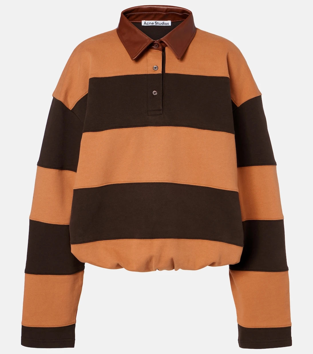 Acne Studios - Folio striped cotton fleece polo sweatshirt