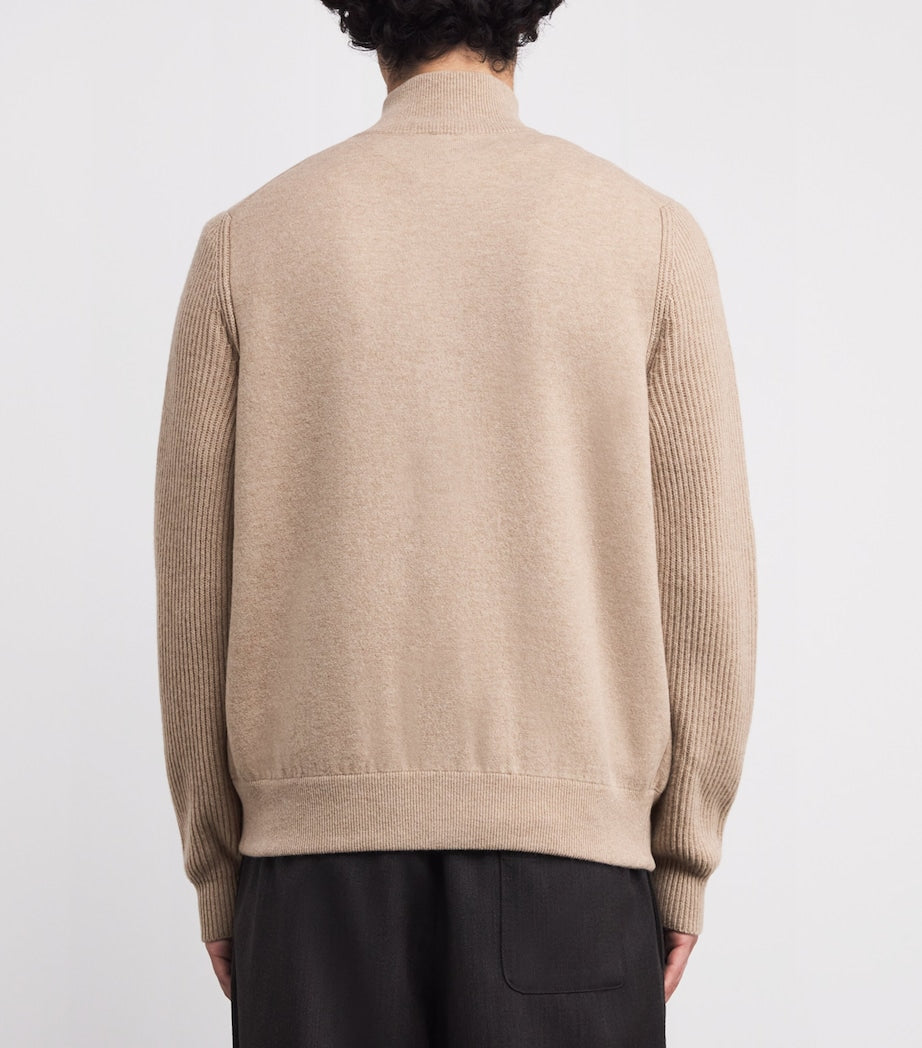 Lardini Wool-Blend High-Neck Cardigan
