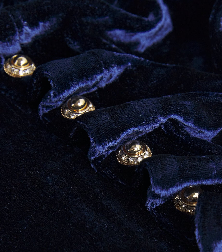 Paco Rabanne Navy Velvet Asymmetric Midi Dress