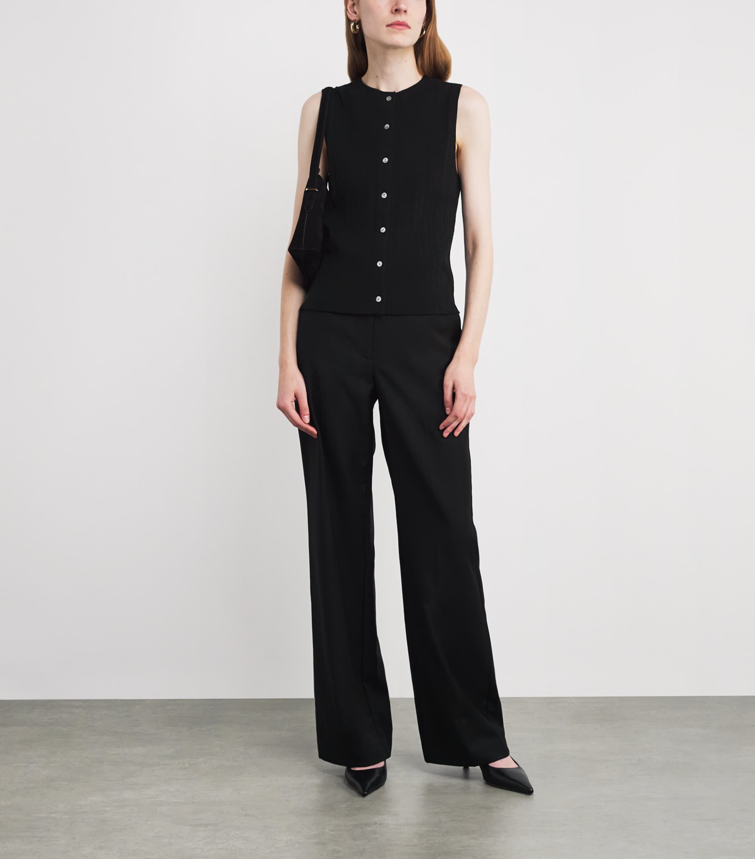 Vince Black Sleeveless Button-Up Top
