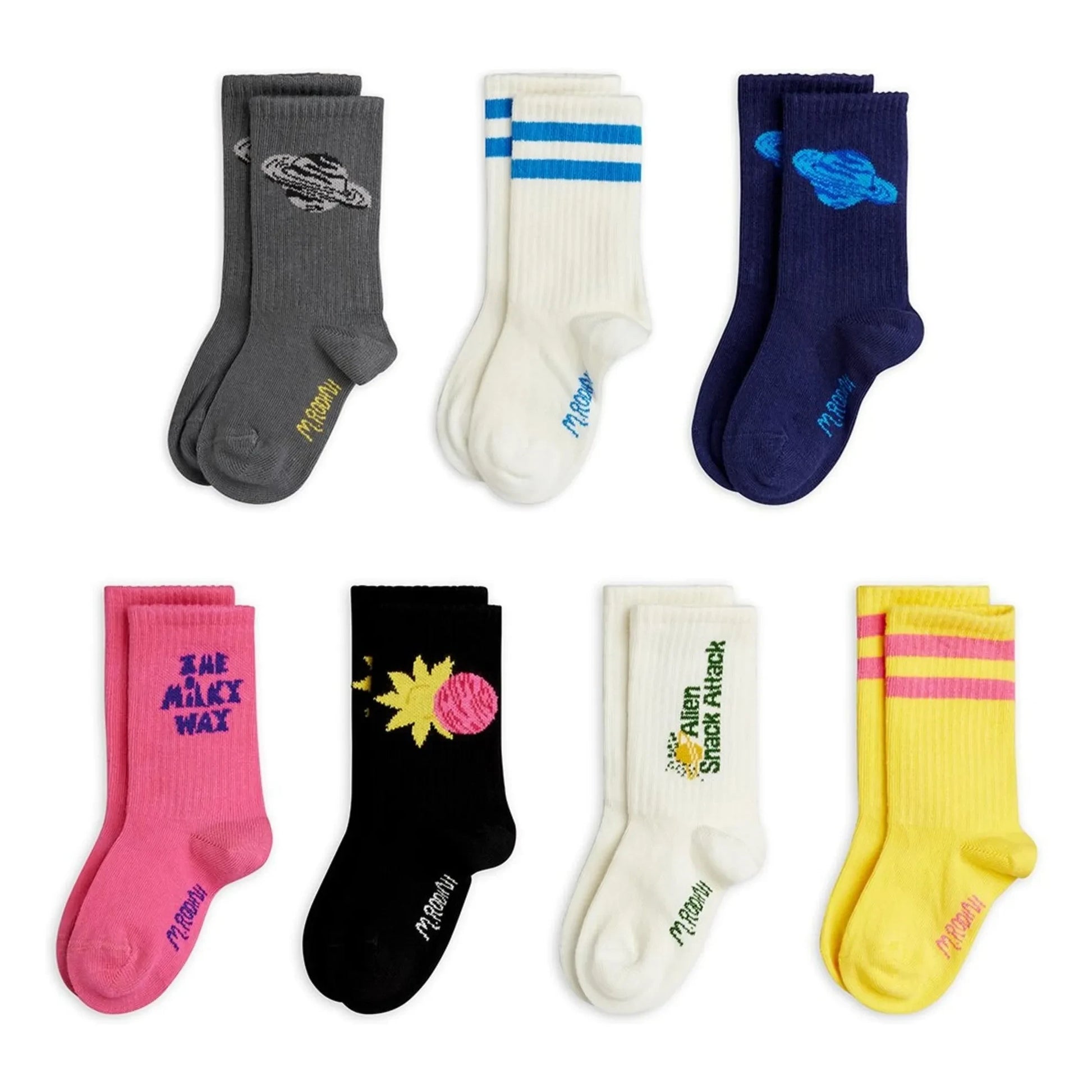 Mini Rodini - Pack of 7 Aliens Organic Cotton Socks | Grey