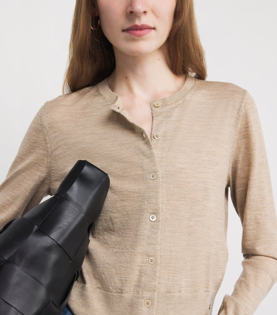 Beige Wool-Cashmere Moni Cropped Cardigan