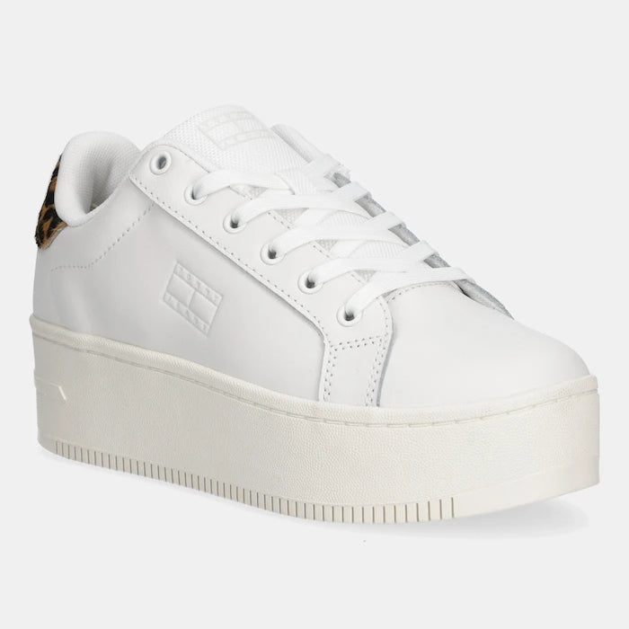 Кожени маратонки Tommy Jeans TJW FLATFORM LEOPARD SNEAKER