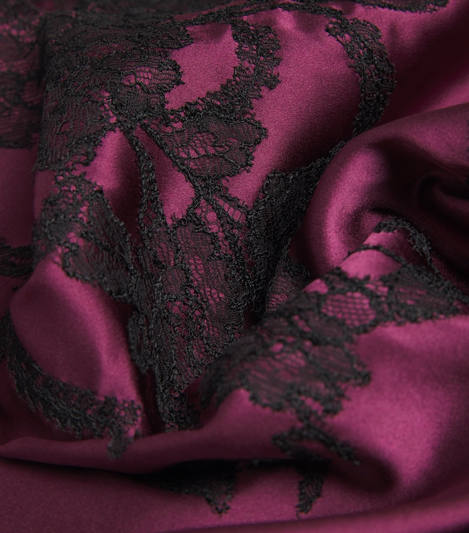 TORLOWEI Purple Silk Lace Tokoni Nightdress