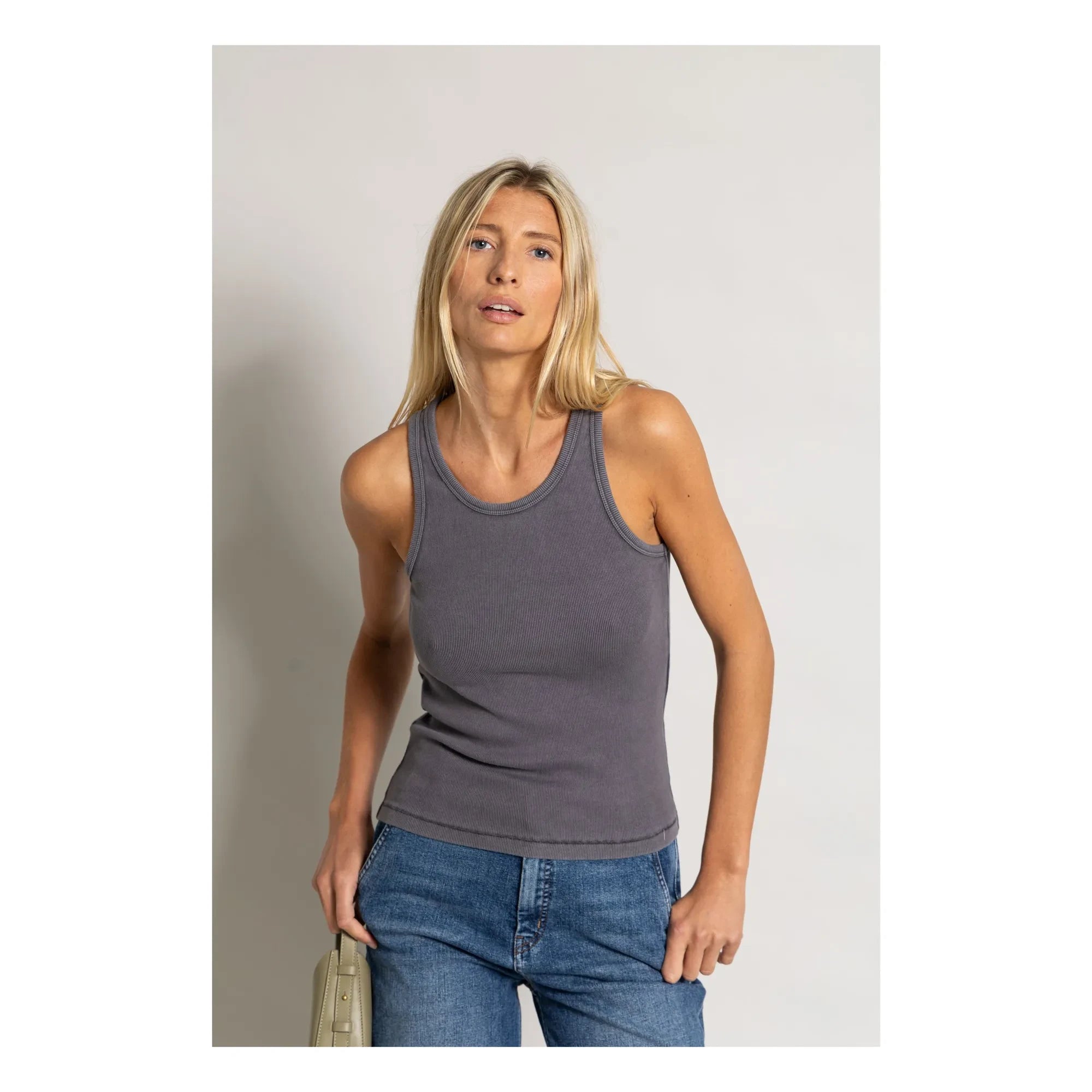 Smallable Woman - Ayla Organic Cotton Rib Tank Top | Charcoal