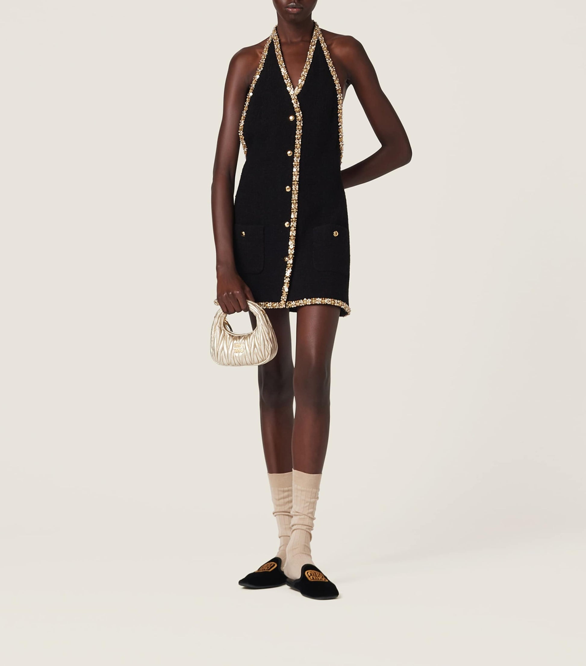 Miu Miu Metallic Mini Matelassé Leather Wander Top-Handle Bag