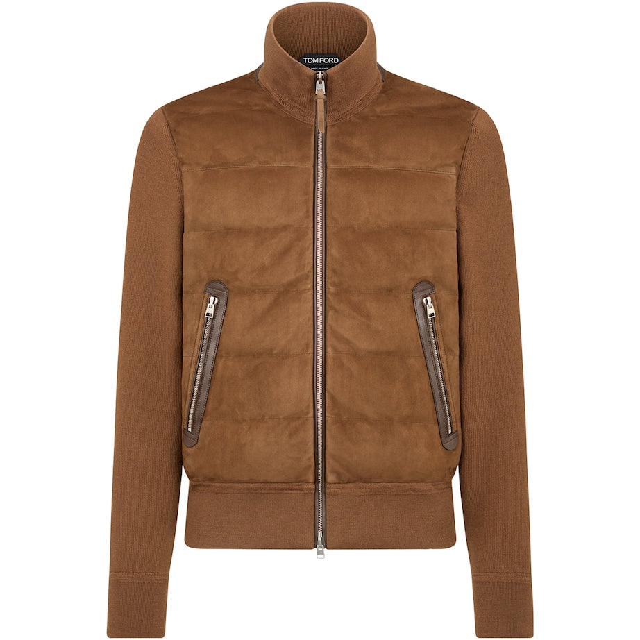 TOM FORD Brown Merino Wool-Suede Cardigan
