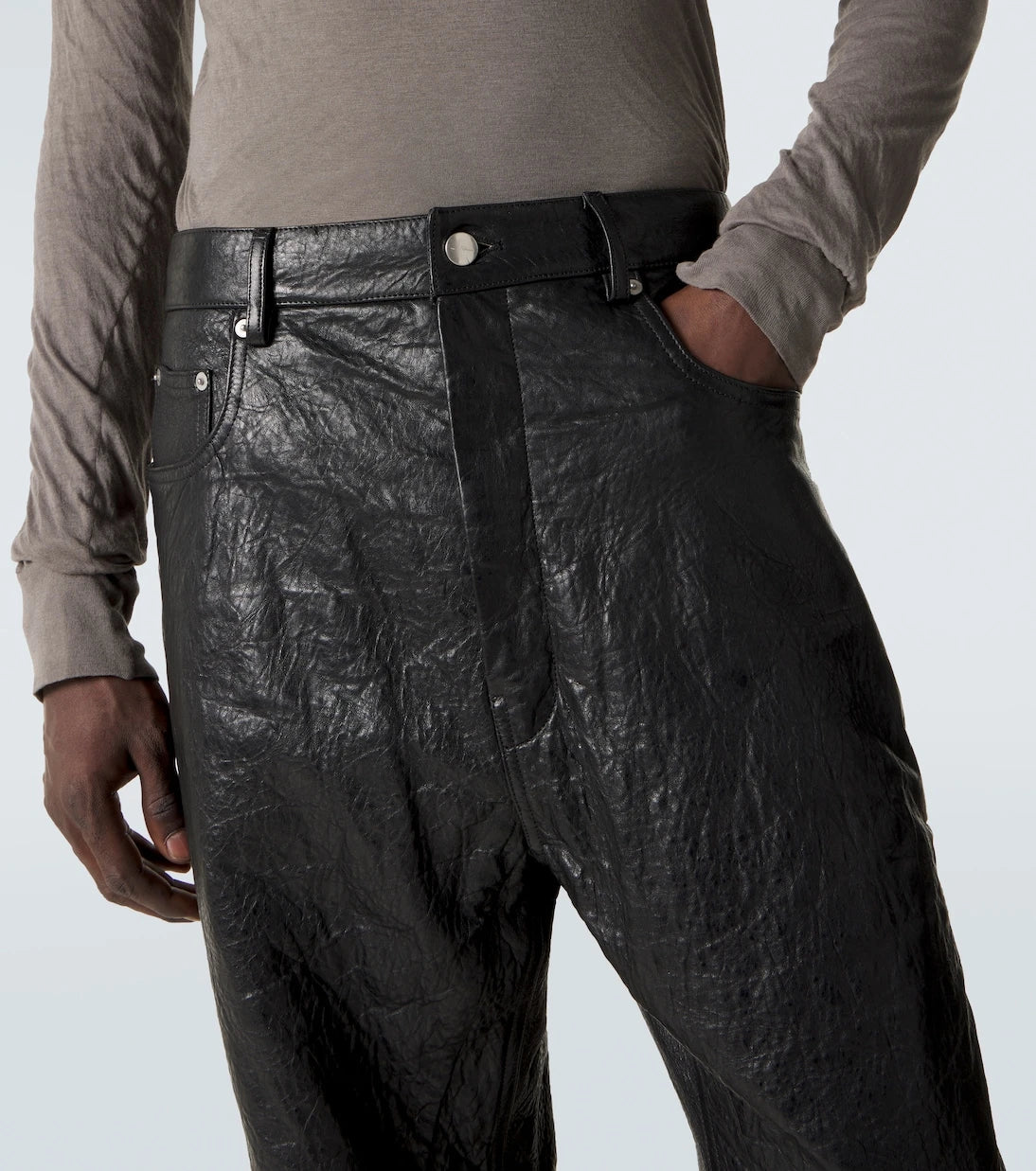 Rick Owens - Leather wide-leg jeans