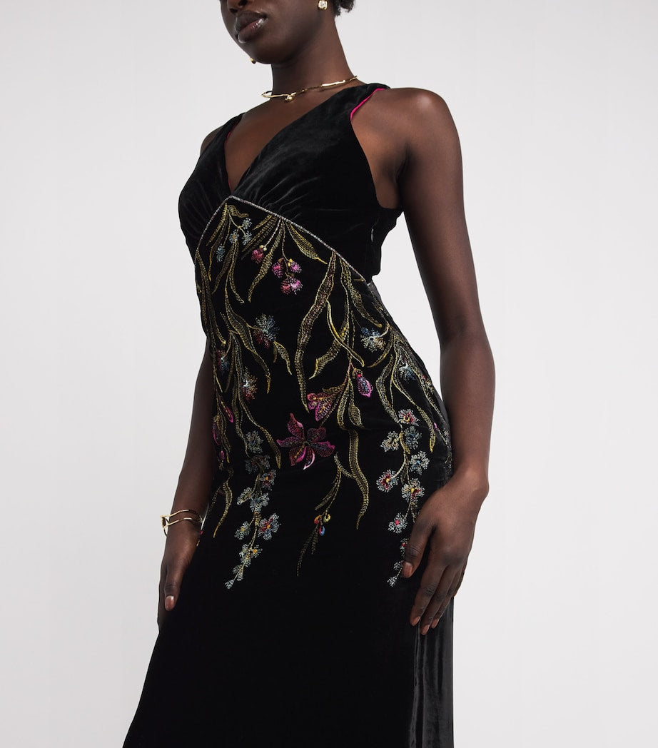 Velvet Embroidered Zaffira Maxi Dress