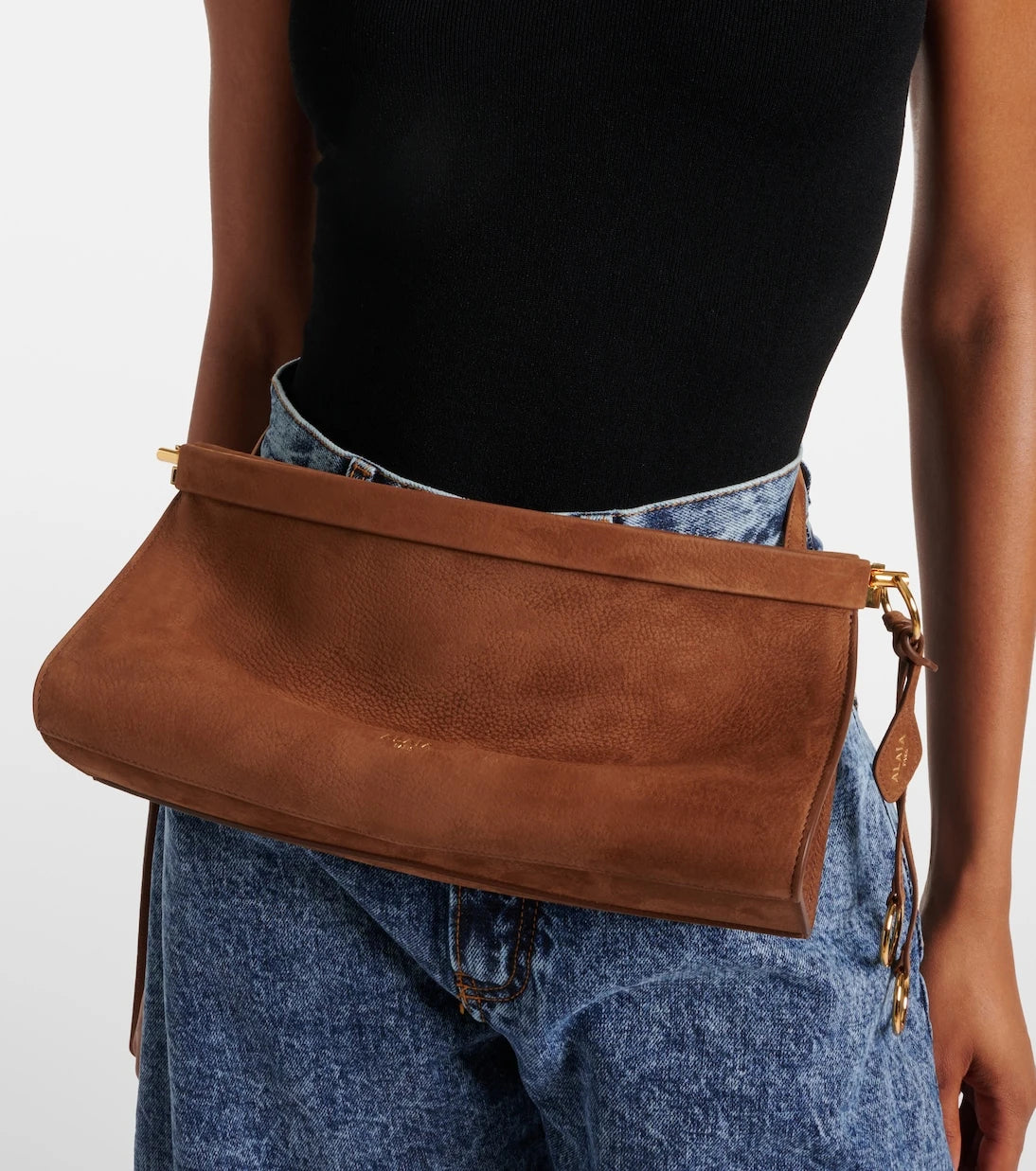 Alaïa - حقيبة كتف جلدية متوسطة Le Click East West