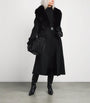 Yves Salomon Black Wool-Cashmere Fur-Trim Coat