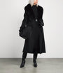 Yves Salomon Black Wool-Cashmere Fur-Trim Coat