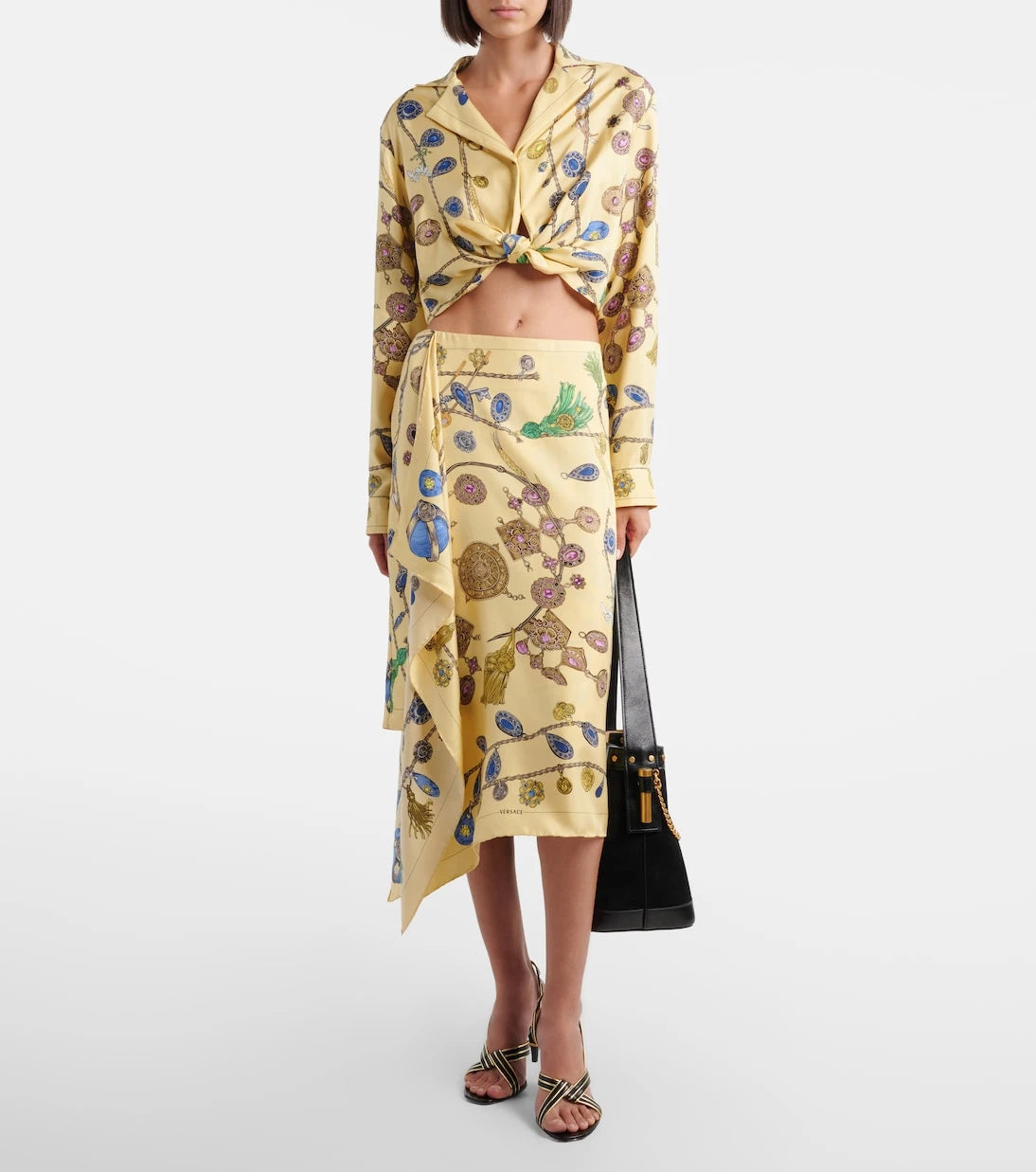 Versace - Printed silk twill wrap skirt
