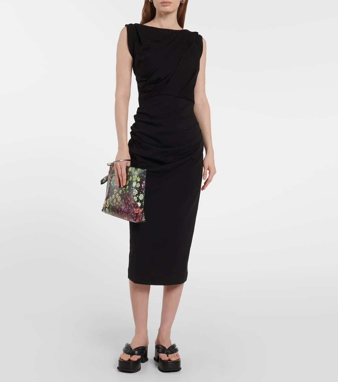 Dries Van Noten - Gathered cotton jersey midi dress