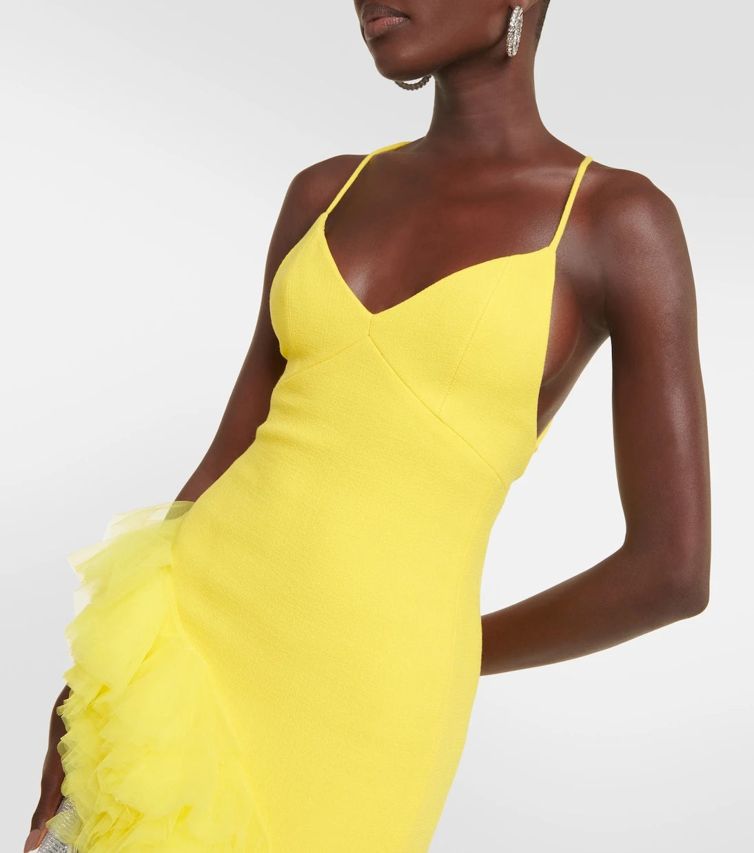 David Koma - Ruffled wool crepe midi dress