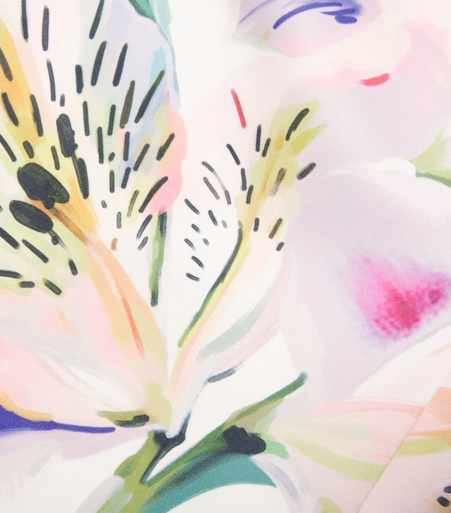 LEO LIN Multi Satin Floral Caroline Midi Dress