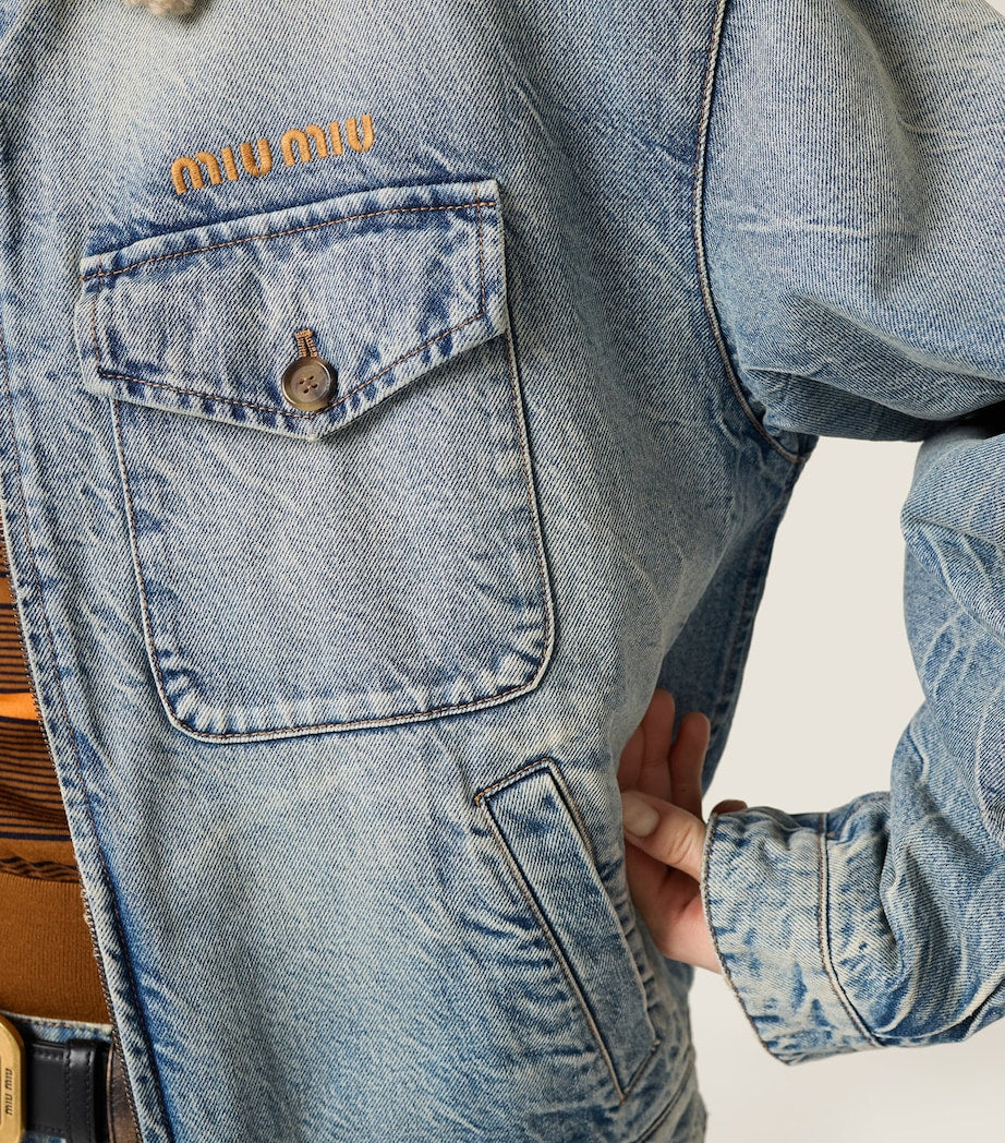 Turquoise Shearling Denim Jacket