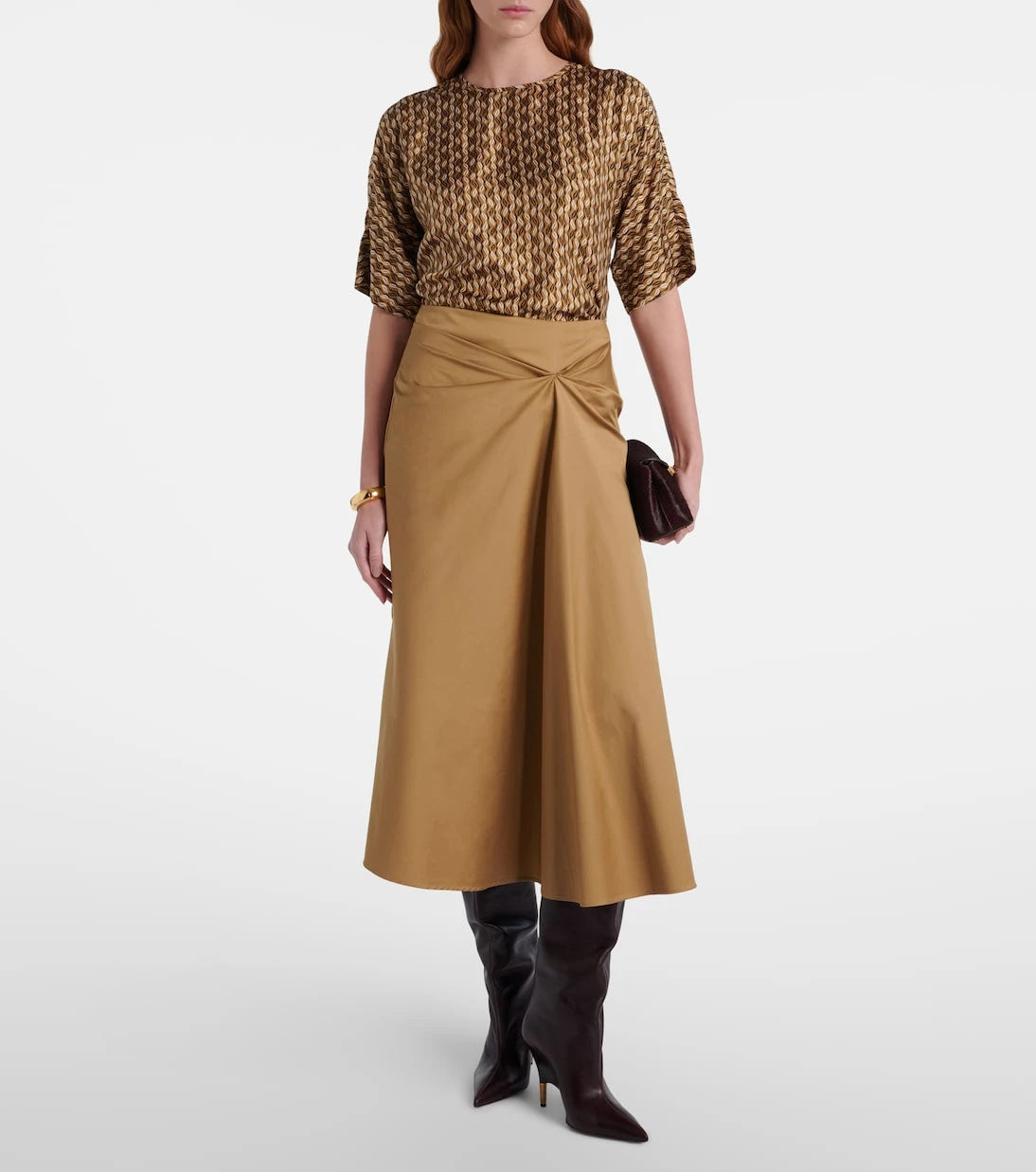 Max Mara - Paggi cotton-blend satin midi skirt