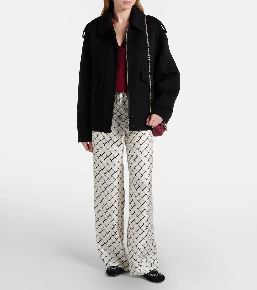 Gucci - Horsebit silk twill wide-leg pants