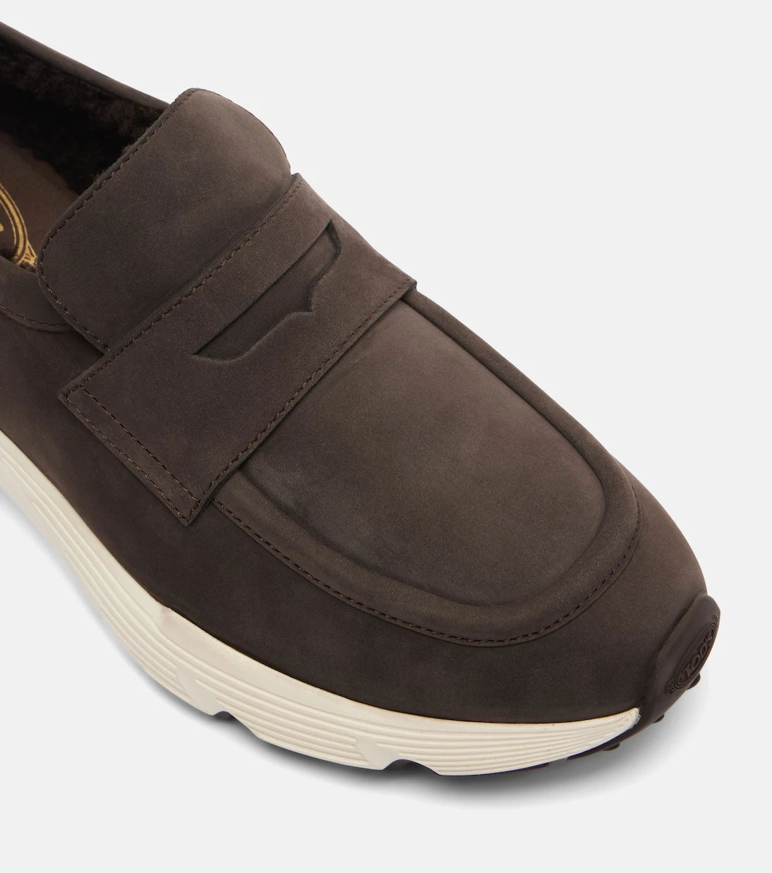 Tod's - Shearling-lined leather slip-on shoes