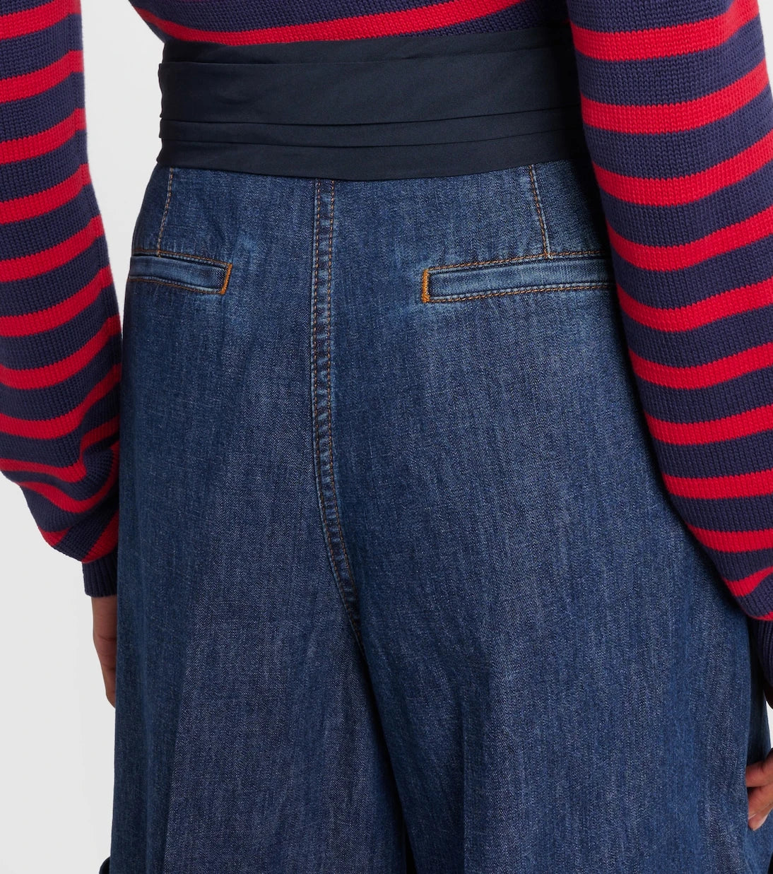 Valentino - Bow-detail chambray Bermuda shorts