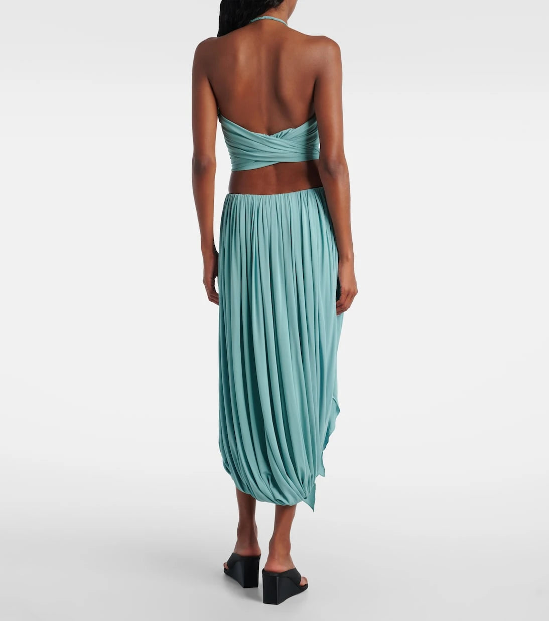 Alaïa - Gathered jersey midi skirt