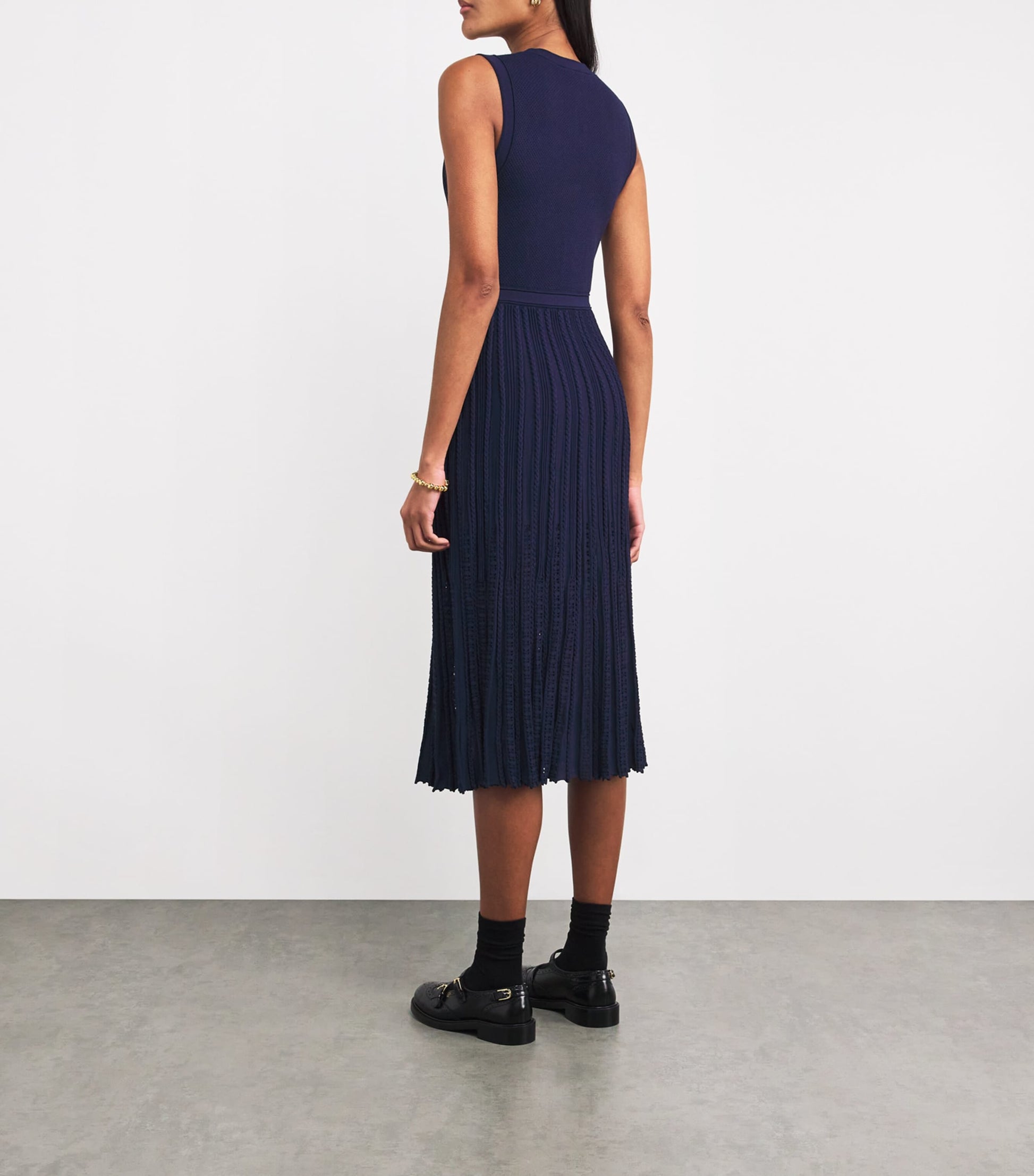 Maje Blue Pleated Midi Dress