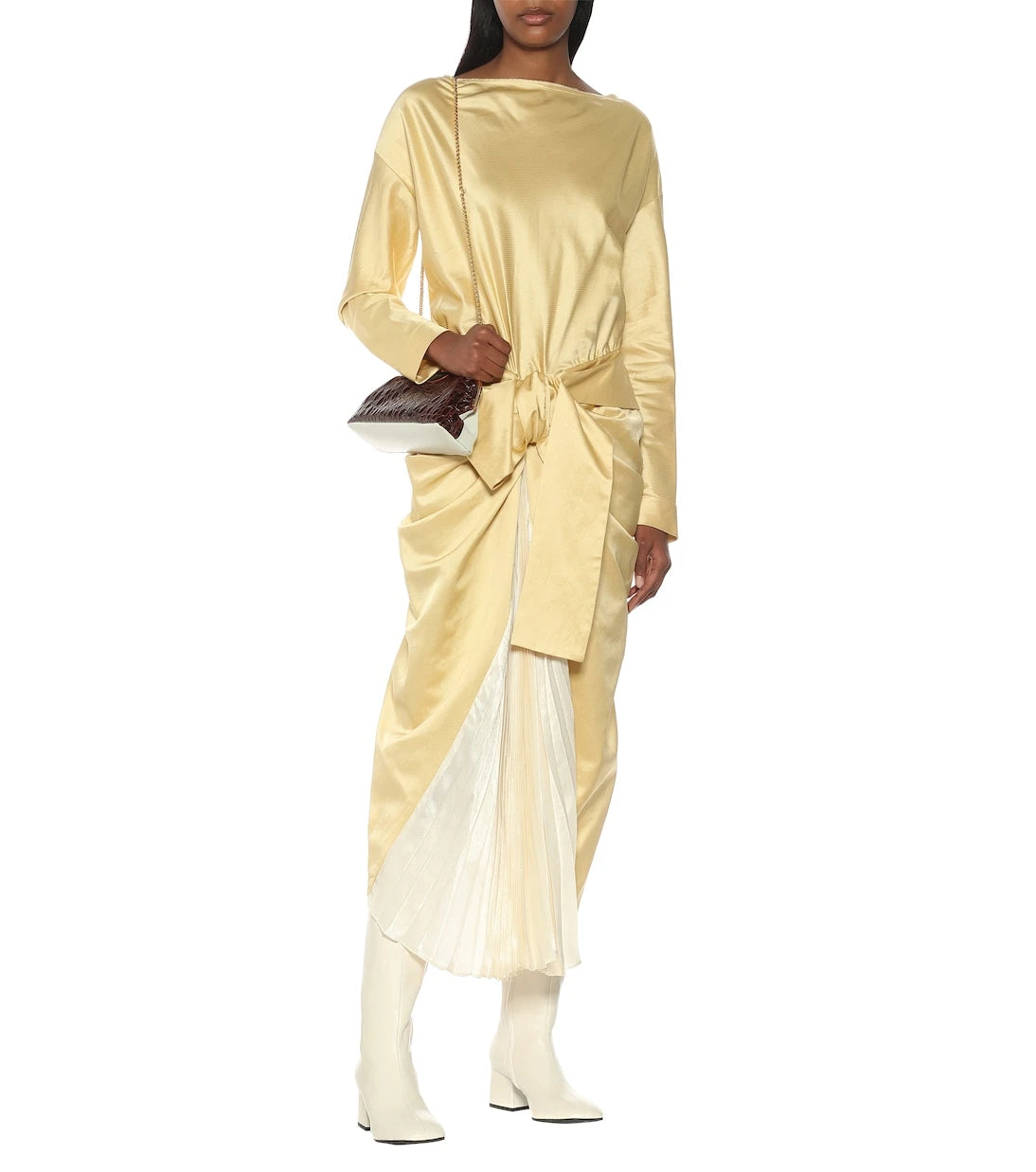 Marni - Twist bow satin midi dress
