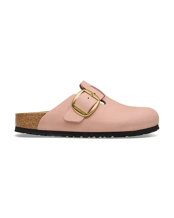 Birkenstock чехли сабо дамско от набук Boston Big Buckle