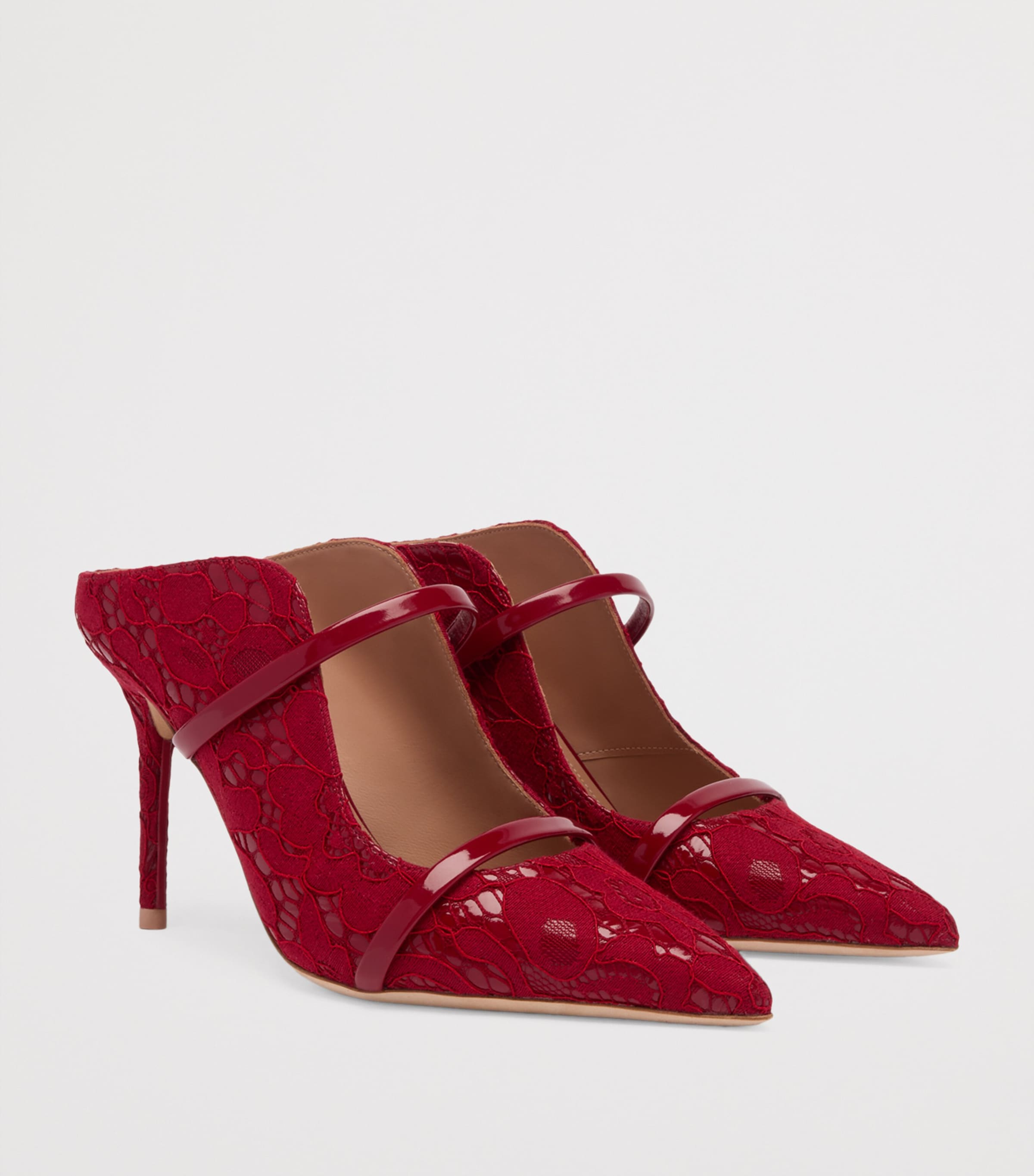 Malone Souliers Red Lace Maureen Mules 85