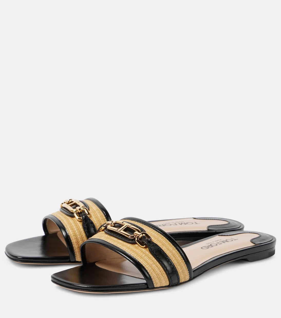 Tom Ford - Whitney leather and raffia slides