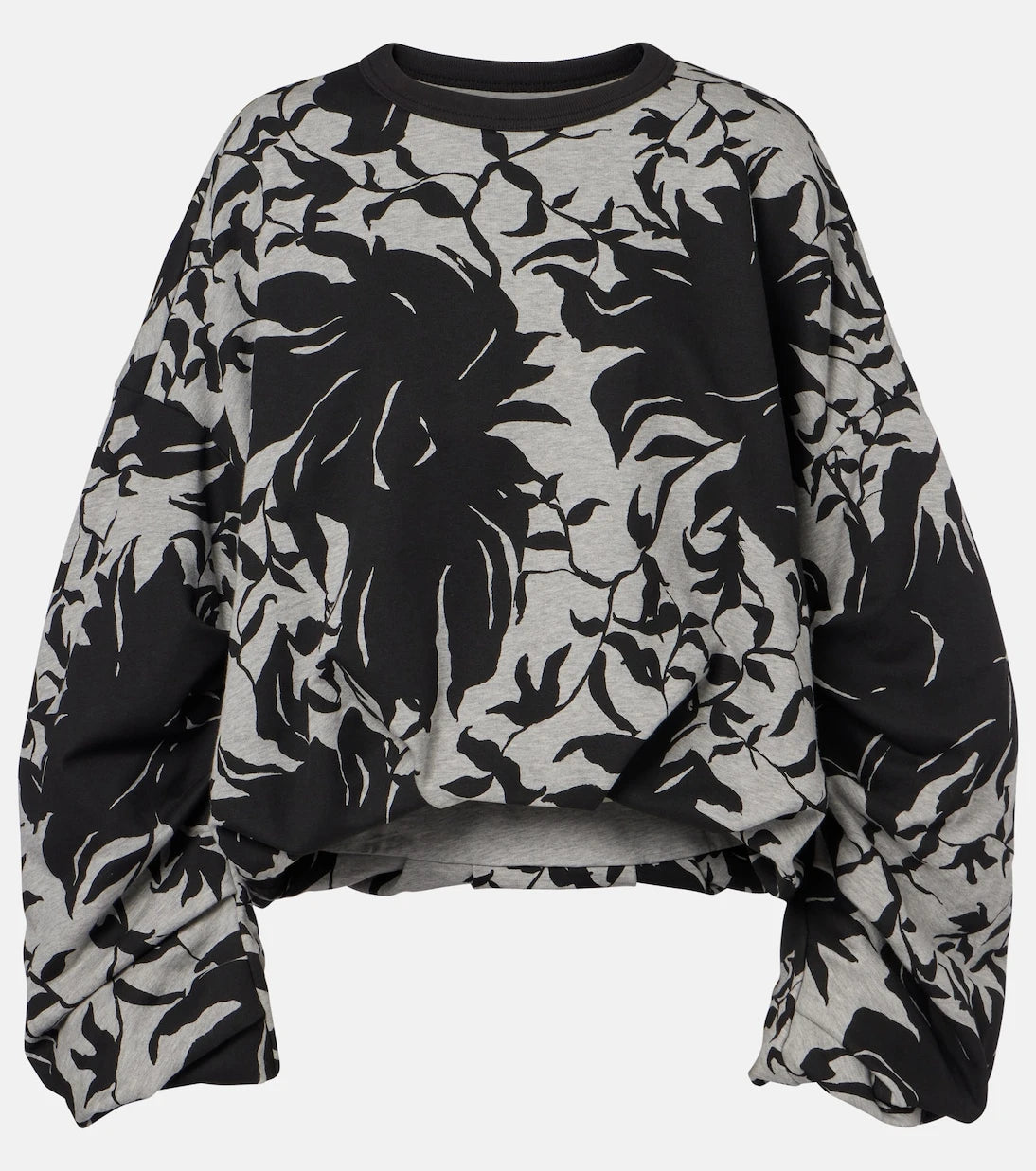 Dries Van Noten - Draped floral cotton jersey sweatshirt