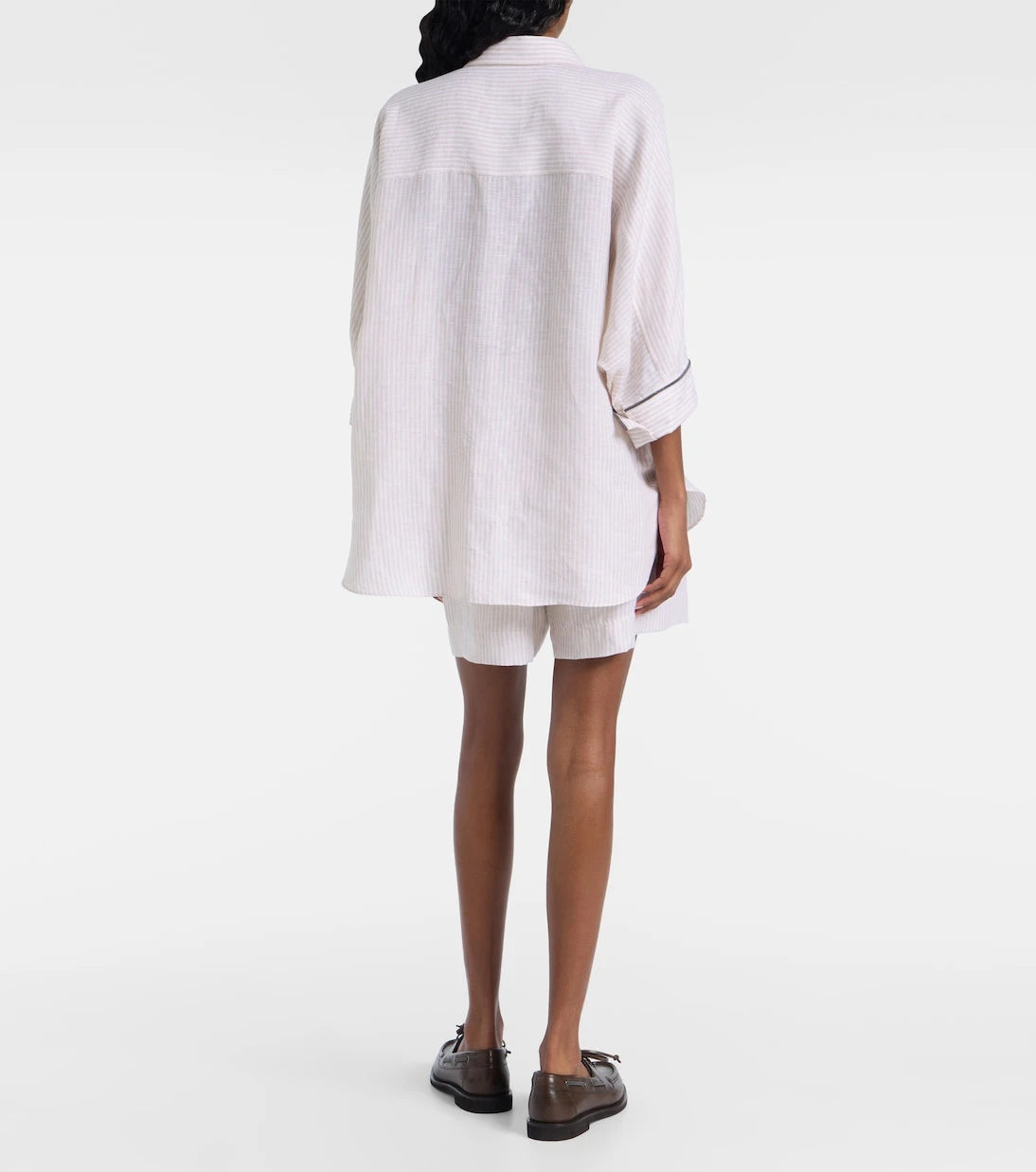 Brunello Cucinelli - Monili striped oversized linen shirt