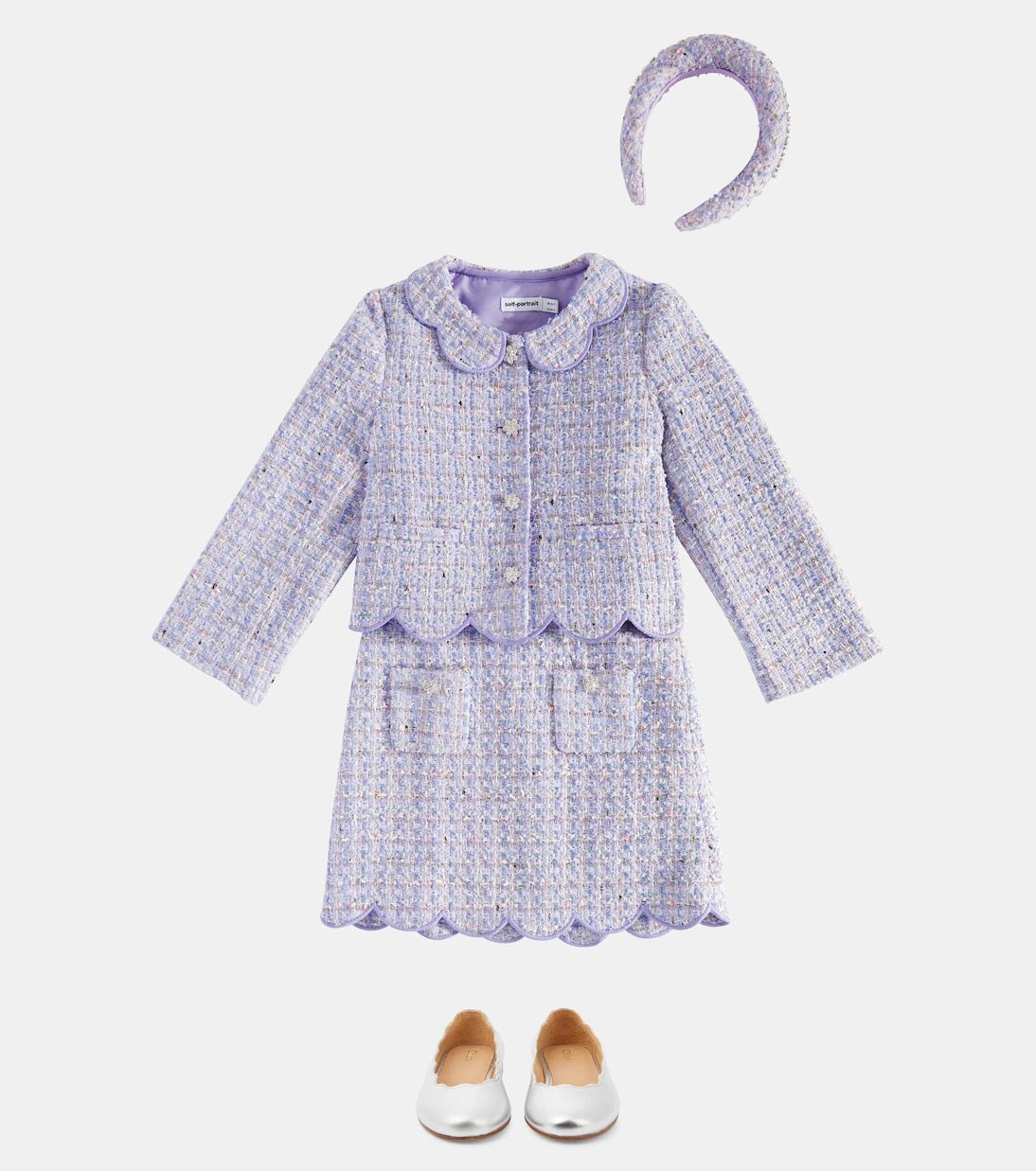 Self-Portrait Kids - Scalloped bouclé jacket