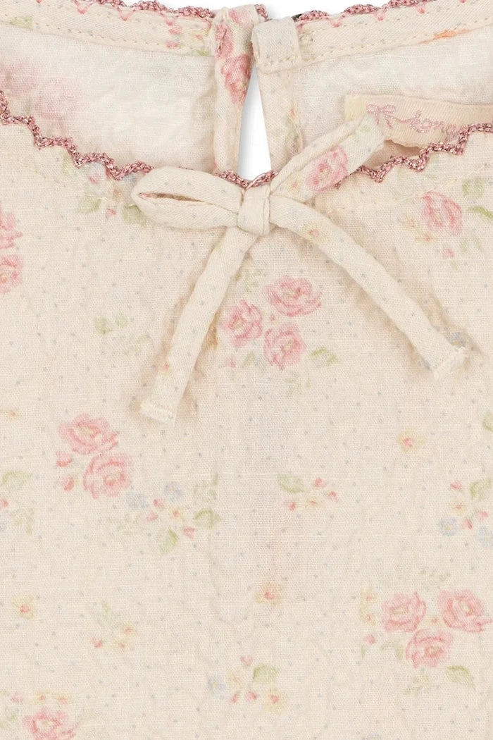 Konges Sløjd pamuk ve elastan kız çocuk fırfırlı bluz ELIN BOW BLOUSE GOTS