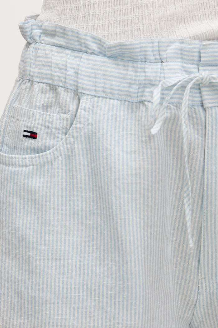 Tommy Jeans kadın kısa pantolon keten karışımlı
