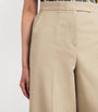 Max Mara Beige Stretch-Cotton Wide-Leg Trousers